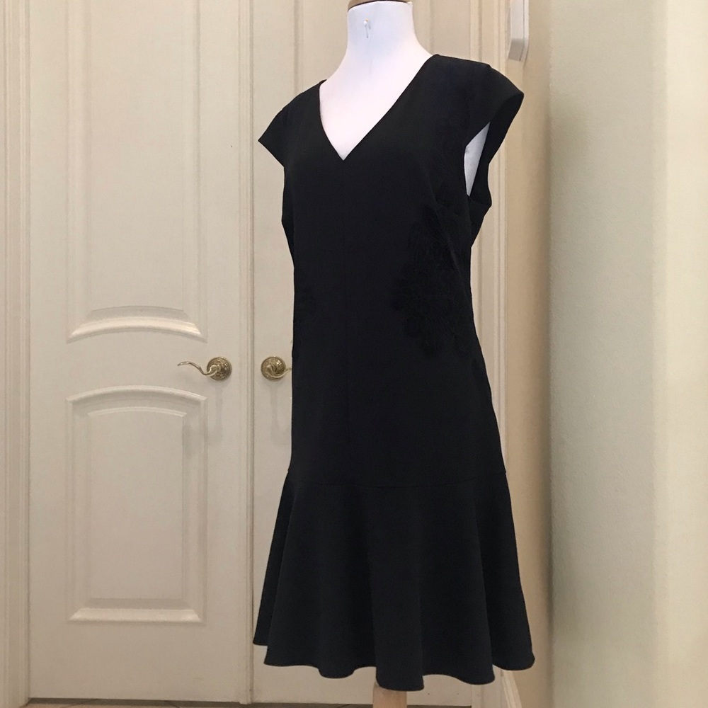 NWOT Mika Mindel black knit dress with flounce hem